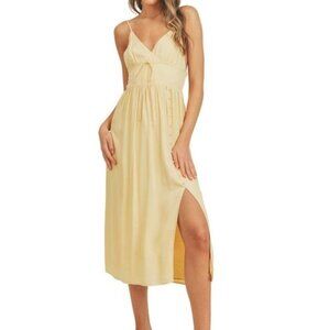 Lush Button Midi Dress Yellow Size Small